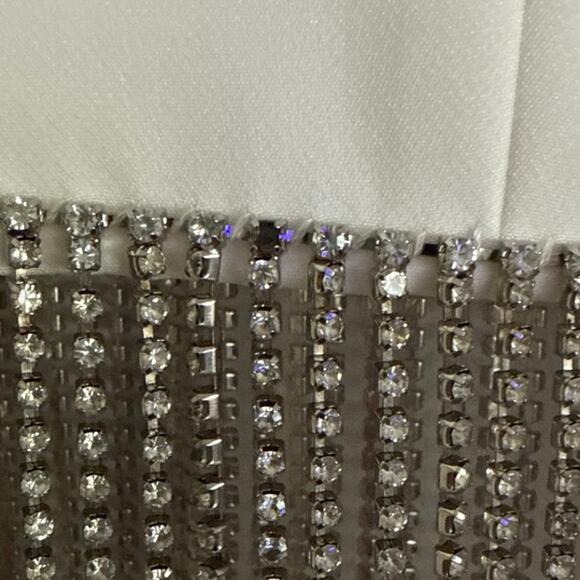 Gianni Bini Anya Rhinestone Fringe Jacket Skort Set 12 White Festival Concert - Picture 5 of 16